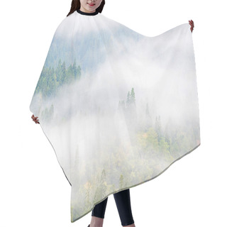 Personality  Misty Background With Pine Forset In Autumn Mishima Fukushima, Japan Hair Cutting Cape