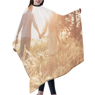 Personality  Lovers Walking In A Field At Sunset Holding Hands Hair Cutting Cape