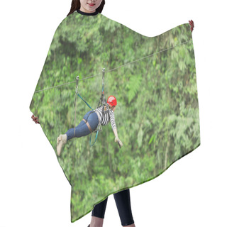 Personality  Woman On Zip Line Hair Cutting Cape