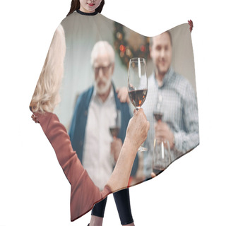 Personality  Woman Making Toast On Christmas Hair Cutting Cape