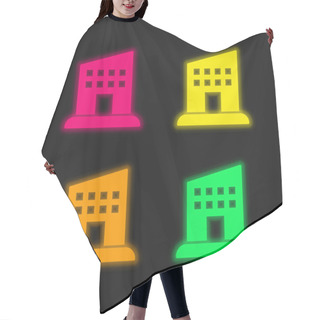Personality  Appartment Four Color Glowing Neon Vector Icon Hair Cutting Cape