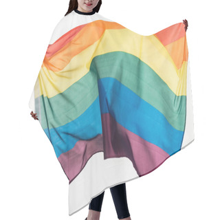 Personality  Multicolored Lgbt Rainbow Flag Isolated On White Hair Cutting Cape