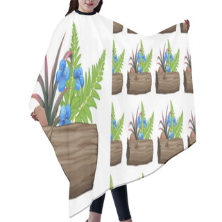 Personality  Seamless Background Design With Blue Flowers And Ferns Hair Cutting Cape