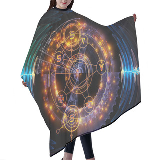 Personality  Astral Glow Series. Abstract Design Made Of Sacred Geometry Lines, Astrology Symbols And Lights On The Subject Of Spirituality, Magic And Mysticism Hair Cutting Cape