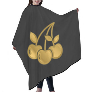 Personality  Berry Gold Plated Metalic Icon Or Logo Vector Hair Cutting Cape