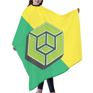 Personality  3d Model Green And Yellow Modern 3d Vector Icon Logo Hair Cutting Cape