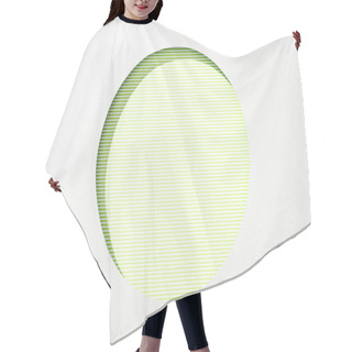 Personality  Cut Out Round Hole In White Paper On Lime Green Striped Background Hair Cutting Cape