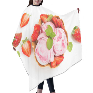 Personality  Strawberry Ice Cream In A Wafer Bowl, View From Above Hair Cutting Cape