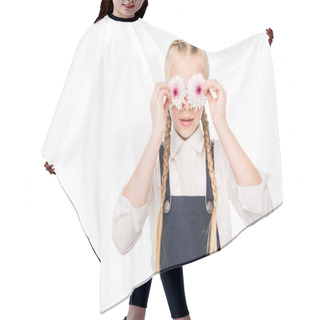 Personality  Child Holding Flowers Hair Cutting Cape