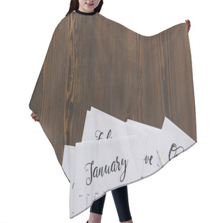Personality  Flat Lay With Paper Calendar Papers, Smartphone And Cup Of Coffee On Wooden Tabletop Hair Cutting Cape
