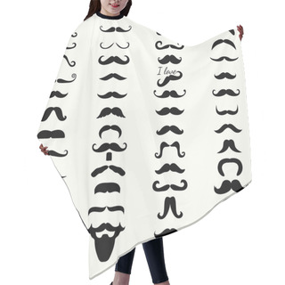 Personality  Vector Black And White Mustache Icon Set Hair Cutting Cape
