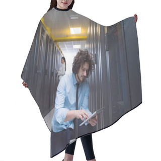 Personality  Engineer Showing Working Data Center Server Room To Female Chief Hair Cutting Cape