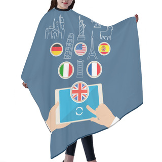 Personality  Concept Of Planning Vacation Or Studying Languages Hair Cutting Cape