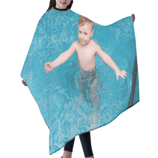 Personality  Cute And Wet Toddler Kid In Swimming Pool  Hair Cutting Cape