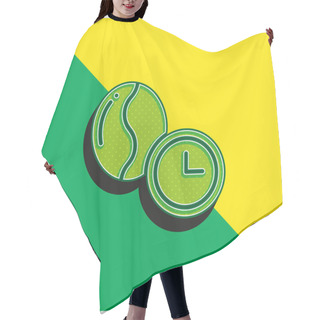 Personality  Bean Green And Yellow Modern 3d Vector Icon Logo Hair Cutting Cape
