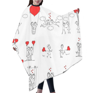 Personality  Valentine Doodle Boy And Girl Hair Cutting Cape