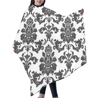 Personality  Vector. Seamless Damask Pattern. Fabric Swatch. Black And White. Hair Cutting Cape