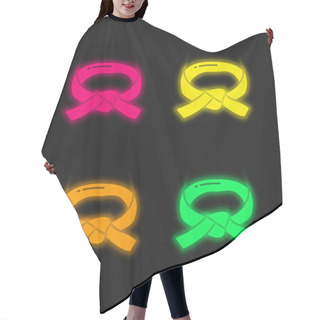 Personality  Black Belt Four Color Glowing Neon Vector Icon Hair Cutting Cape