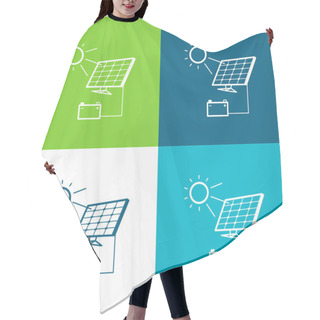 Personality  Battery Charging With Solar Panel Flat Four Color Minimal Icon Set Hair Cutting Cape
