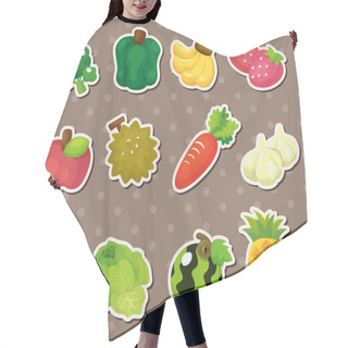 Personality  Cartoon Fruits And Vegetables Icon Set Hair Cutting Cape