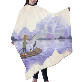 Personality  Asian Travel Poster Hair Cutting Cape