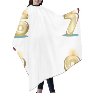 Personality  Vector Image Of Candles Metallized In Gold In The Form Of Numbers On A White Background In Cartoon Style Hair Cutting Cape