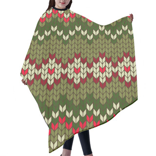 Personality  Color Knitted Christmas Seamless Pattern. Hair Cutting Cape