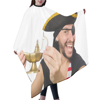 Personality  Man Pirate Isolated On The White Background Hair Cutting Cape