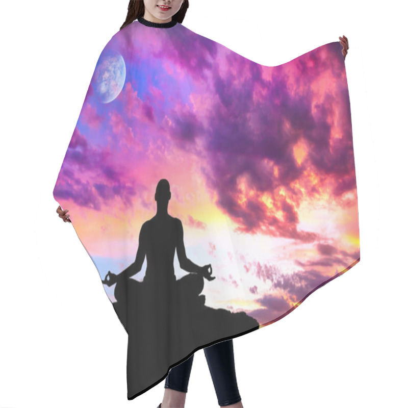 Personality  Yoga Meditation Silhouette Pose Hair Cutting Cape