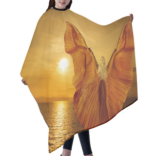 Personality  Woman Wings Transform Butterfly, Flying On Fantasy Sunset, Meditation Reincarnation Hair Cutting Cape