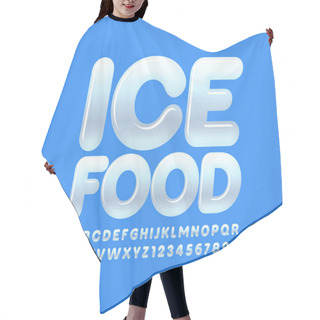 Personality  Vector Modern Emblem Ice Food With Glossy Font. White Alphabet Letters And Numbers Hair Cutting Cape