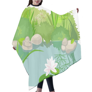 Personality  Pond Landsaping On White Background Hair Cutting Cape