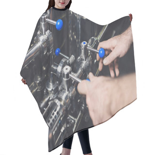 Personality  Brewer Working With Industrial Equipment  Hair Cutting Cape