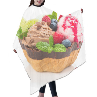 Personality  Ice Cream Scoops With Wafer Bowl Hair Cutting Cape