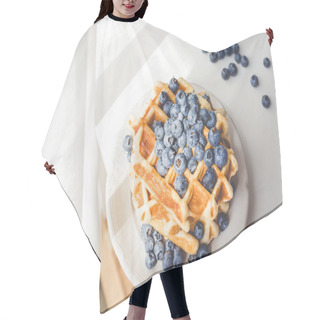 Personality  Tasty Waffles With Blueberries Hair Cutting Cape