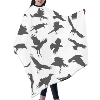 Personality  Moving Silhouettes Of Crows On A White Background. Set Of Vector Hair Cutting Cape