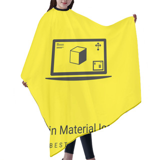 Personality  3d Printer On Monitor Screen Minimal Bright Yellow Material Icon Hair Cutting Cape