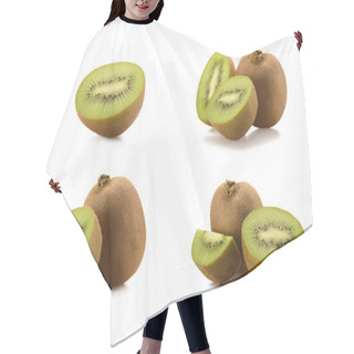 Personality  Close Up View Of Arranged Fresh Kiwi Fruits Isolated On White Hair Cutting Cape