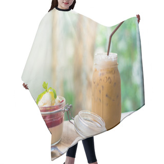 Personality  Ice Coffee And Strawberry Panacotta Hair Cutting Cape