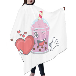 Personality  A Sweet Taro Bubble Tea Cartoon Character Style With A Heart Hair Cutting Cape