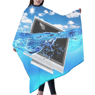 Personality  Design Of TV In Sea Hair Cutting Cape