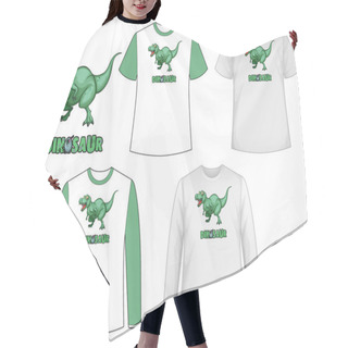 Personality  Set Of Different Types Of Shirt In Dinosaur Theme With Dinosaur Logo Illustration Hair Cutting Cape