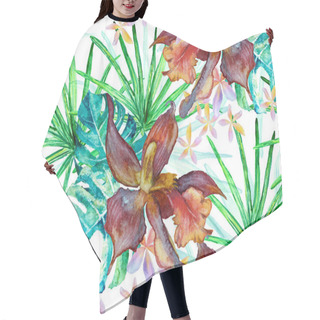 Personality  Orchid Seamless Pattern. Hair Cutting Cape
