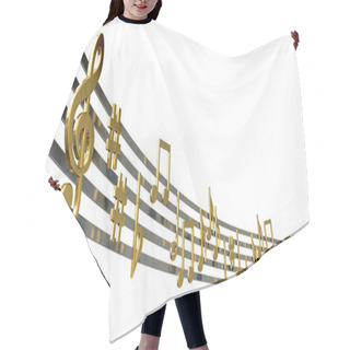 Personality  Gold Music Notes On Wavy Lines Hair Cutting Cape