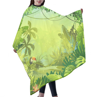 Personality  Llustration With Flowers And Jungle Toucan Hair Cutting Cape