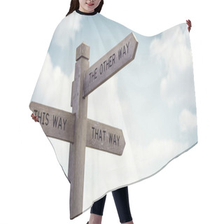 Personality  Which Way To Go Road Sign Hair Cutting Cape