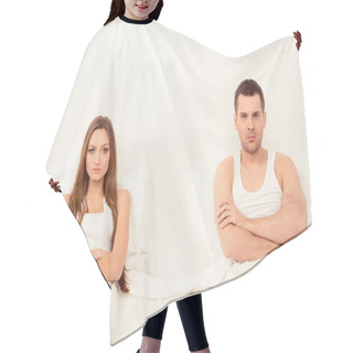 Personality  Upset Angry Man And Woman Having Marital Problems  Hair Cutting Cape