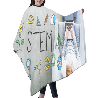 Personality  STEM Text With Man  Hair Cutting Cape
