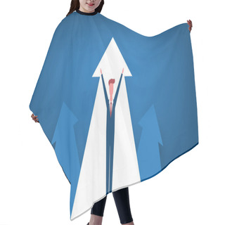 Personality  New Possibilities, Hope, Dreams - Business Achievements, Solutions Finding Concept - Man Standing On A Big Up Arrow - Vector Illustration Hair Cutting Cape