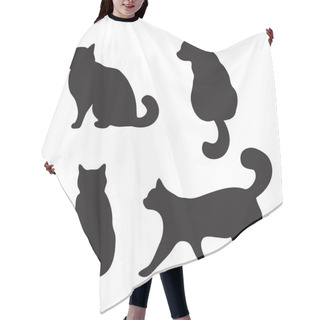 Personality  Cats Set, Vector Silhouette Hair Cutting Cape